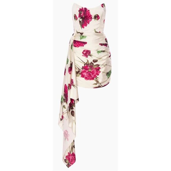 Katie May Chasing Dawn Floral Ruched Draped Strapless Mini Dress Size 3X - Picture 4 of 10